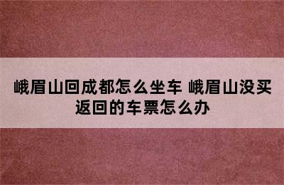 峨眉山回成都怎么坐车 峨眉山没买返回的车票怎么办